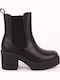 Leder Stiefeletten Damen Schwarz