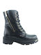 Leather Women's Ankle Boots with Medium Heel Black