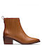 Clarks Leather Women's Ankle Boots with Medium Heel Tabac Brown