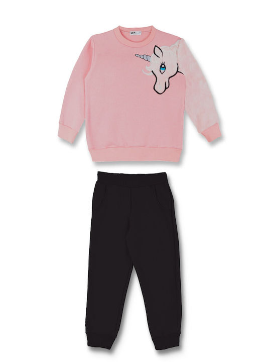 Nek Kids Wear Copilăresc Set de pantaloni de trening Pink/black 2buc