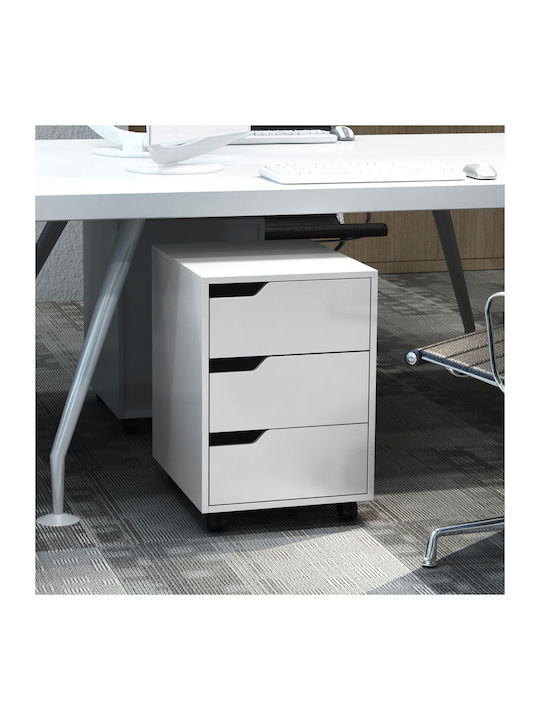 Schublade Büro aus MDF & Metall mit Rollen White 40x50x57.5cm