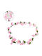 Globostar 78100 Künstliche Hängepflanze Dekorative Blumengirlande 18 Rosa Weiße Kirschblüten & Grünes Laub M20 X H220 X W20cm