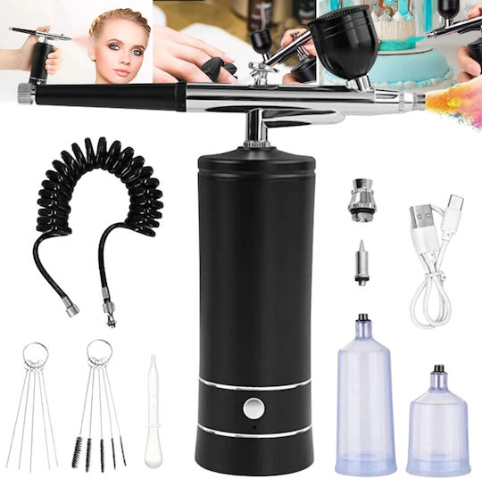 Aerograf Airbrush cu recipient 35ml și compresor Bec 0.3mm Presiune 1.8bar Baterie Chitare electrice