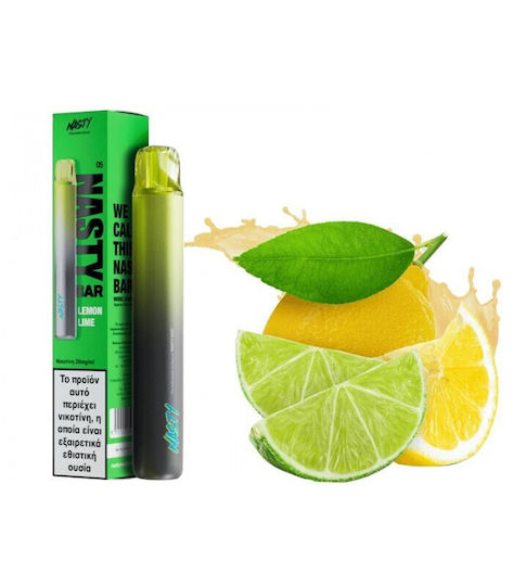 Nasty Juice Електронна Цигара за Еднократна Употреба 600 Вдишвания Lemon Lime 2ml 20mg Жълта