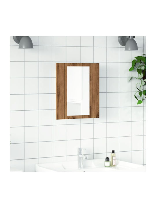 vidaXL Oglindă de Baie Lumini LED din Plastic cu Dulap 40x12cm Maro