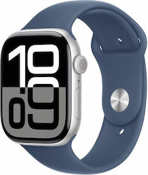 Apple Watch Series 10 46мм Сребрист с Деним Спортна Каишка