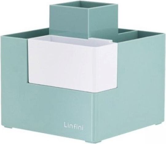 Deli Plastic Pencil Holder Removable Silicone Base 6 Compartments 12x12x13cm Green Ez072 Deli