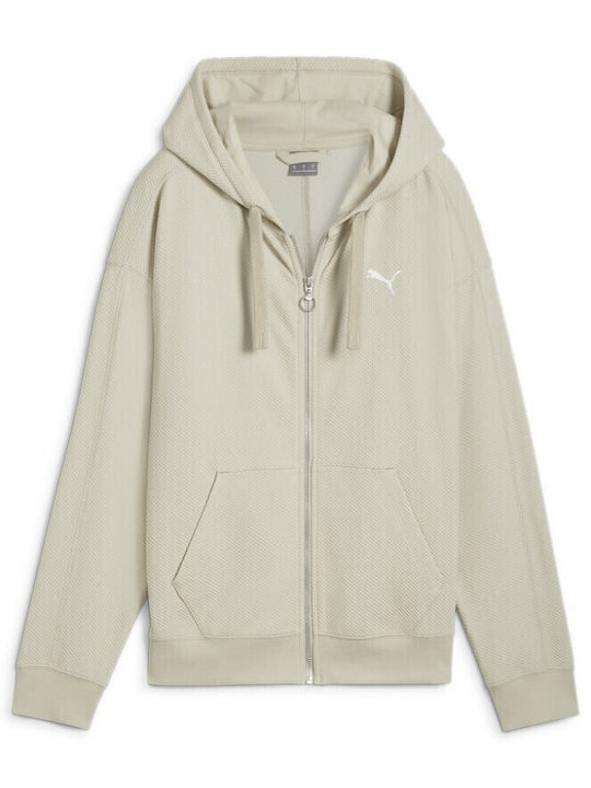 PUMA Damen Sweatshirtjacke Kapuzen Beige