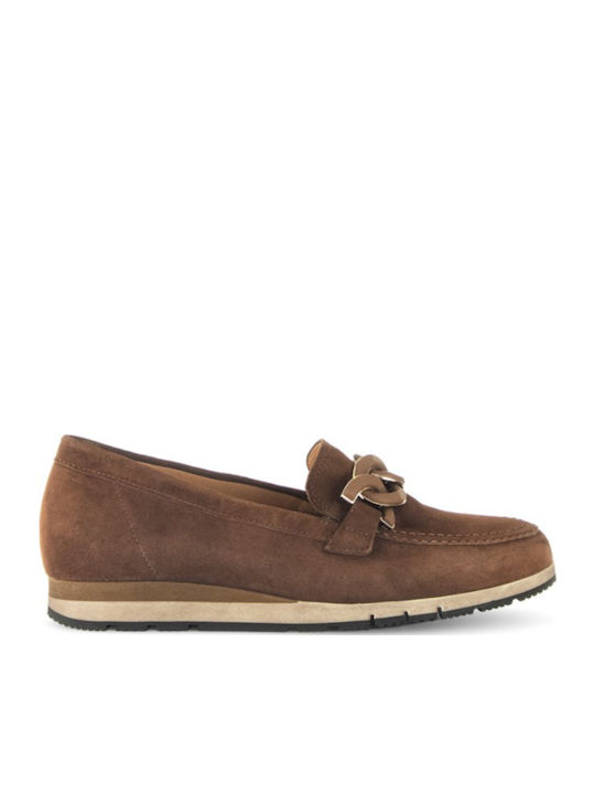 Gabor Δερμάτινα Γυναικεία Loafers σε Καφέ Χρώμα