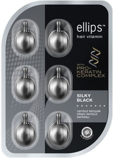 Ellips Silky Black Ампули за коса Подсилване на цвета за Дамски 6x1ml