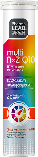 Pharmalead Multi A-Z & Q10 Πολυβιταμίνη για Ενέργεια Mango Passion Fruit 20 αναβράζοντα δισκία
