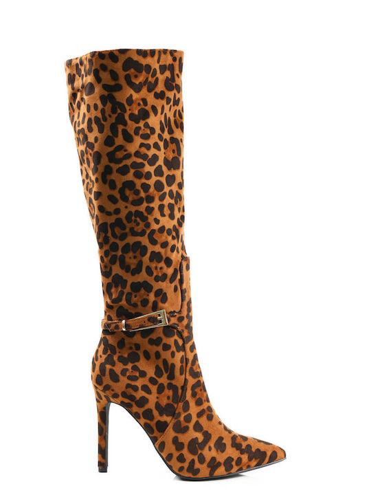 Leopard Women's Boots High Thin Heel