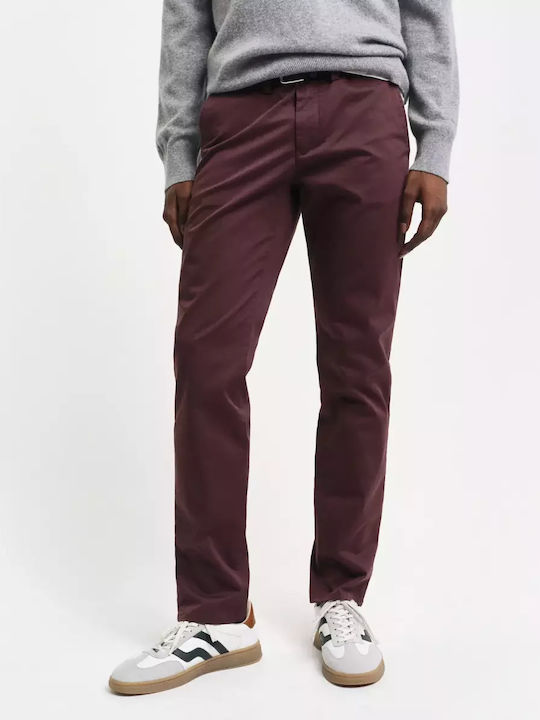 Gant Pantaloni Chino cu Croială Slim Burgundy