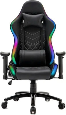 Oxford Home MN180° Καρέκλα Gaming Δερματίνης με RGB Φωτισμό Μαύρη