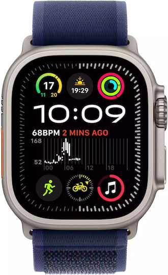 Apple Watch Ultra 2 2024 Titan 49mm Waterproof cu eSIM și Pulsometru (Natural cu Blue Trail Loop - M/L)