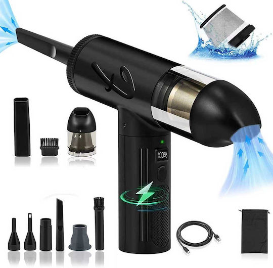 Suflantă de Aer Aspirator Portabil Îndepărtare Prafului de pe PC Aer Condiționat Lanternă LED 7 Duze 3 Viteze 90000 Rpm Baterie 7500 Mah