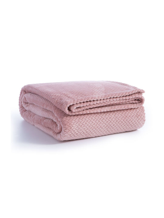 Nef-Nef Homeware Worth Fleece Blanket Single 160x220cm Pink