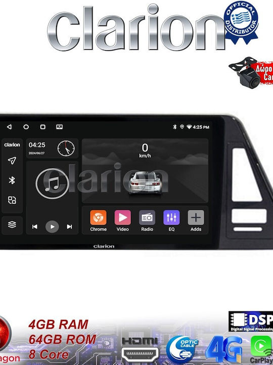 Clarion Auto-Audiosystem für Toyota C-HR 2017 > (Bluetooth/USB/WiFi/GPS/Apple-Carplay/Android-Auto) mit Touchscreen 9"