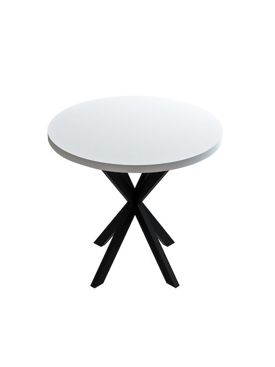 Kalipso Table Wooden with Metal Frame Λευκή Απόχρωση, Μαύρο 70x70x75cm