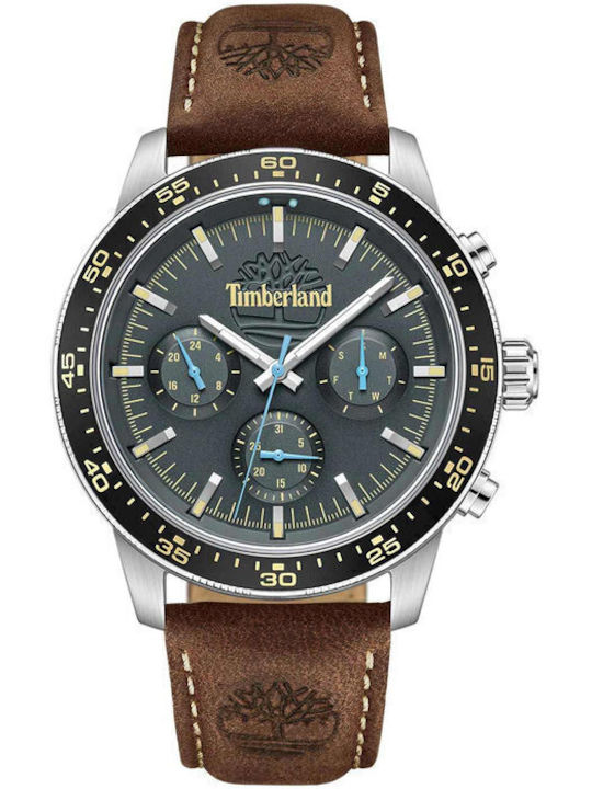 Timberland Ανδρικό Ρολόι 44mm Μπαταρίας με Καφέ Δερμάτινο Λουράκι