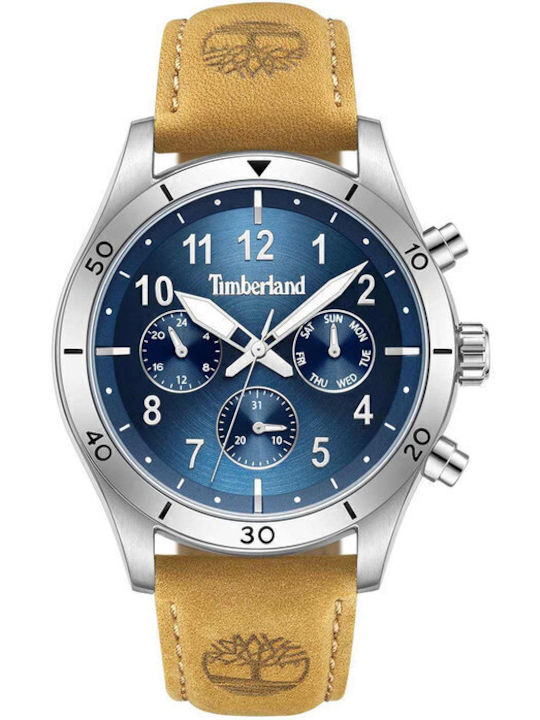 Timberland Ashmont Ανδρικό Ρολόι 44mm Χρονογράφος Μπαταρίας με Καφέ Δερμάτινο Λουράκι