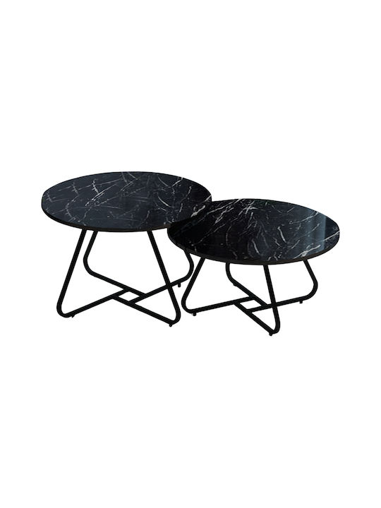 Round Symeli Black Marble 2pcs L60xW75xH45cm