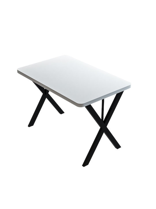 Zeryin Table Wooden with Metal Frame White 110x70x75cm