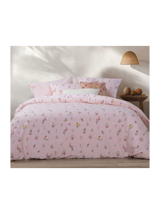 Nef-Nef Homeware Sheet Sets King Size with Elastic 270x270+35cm. Plant Pink 4pcs