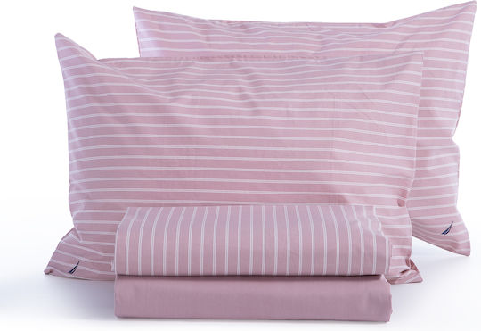 Nef-Nef Homeware Nautica Coast Σετ Σεντόνια Υπέρδιπλα 240x270εκ. Ροζ (4τμχ)