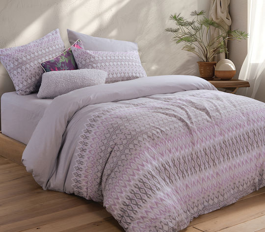 Nef-Nef Homeware Σετ Παπλωματοθήκη Βαμβακερή Μονή με Μαξιλαροθήκη 170x240cm Avion Grey