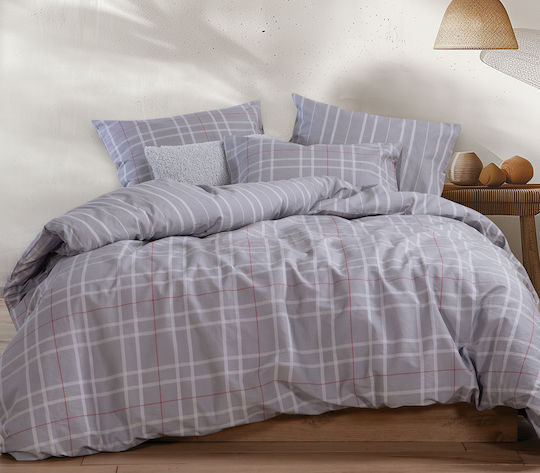 Nef-Nef Homeware Duvet Cover Set Cotton Single with Pillowcase 170x240 Highlar Grey