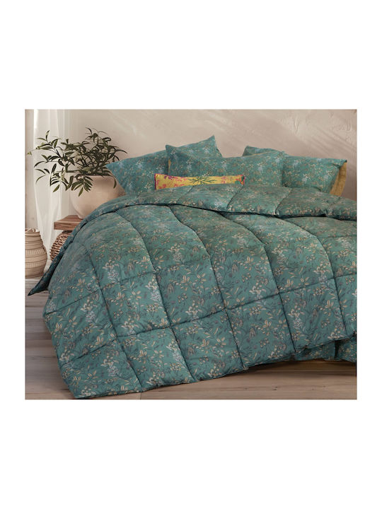 Nef-Nef Homeware Duvet Queen with Hollowfiber Filling 220x240cm Odete Green 330 GSMGsm
