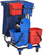 Homcom Reinigungswagen mit Müllsack, 4 Eimer, Mopppresse, 93x80x97 cm, Rot Blau Schwarz