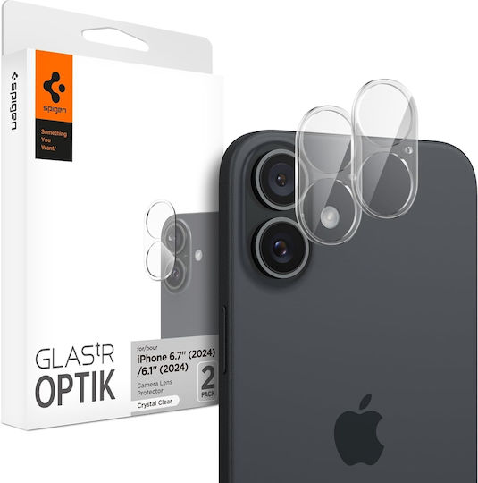 Spigen Glass tR Optik Προστασία Κάμερας Tempered Glass Διάφανο για το Apple iPhone 16, iPhone 16 Plus
