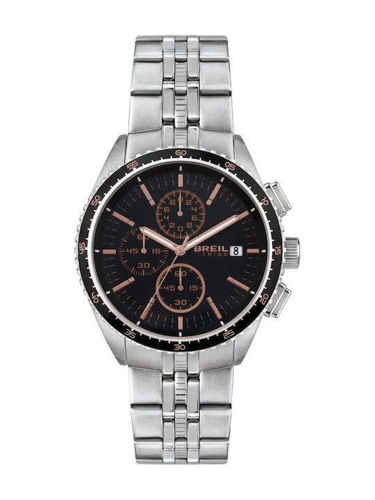 Breil Ceas Barbat Chronograf Baterie cu Brățară Din Metal Argintie