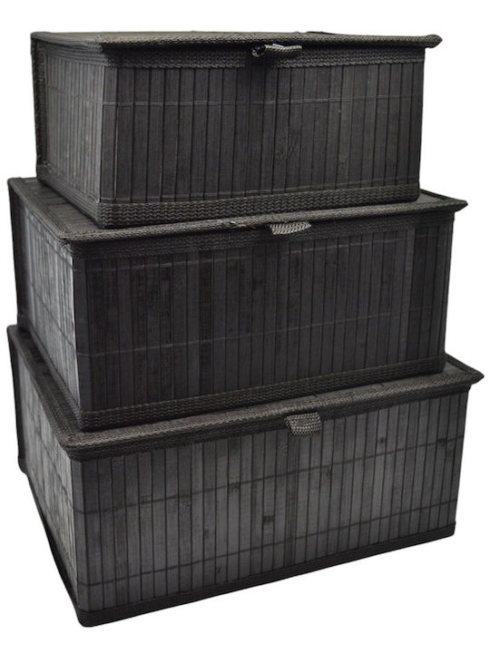 Ankor Ankor Hölzernes Aufbewahrungsbox mit Deckel aus Bambusholz in Schwarz 32x25x15cm