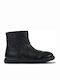 Twins Leather Kids Boots with Zipper Black