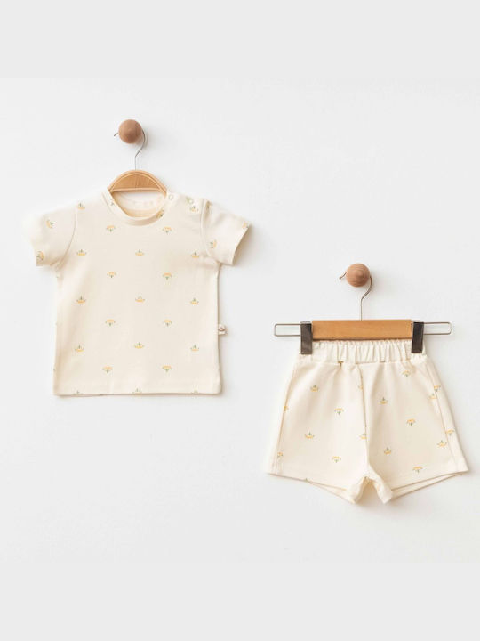 Trendy Shop Kinder Set mit Shorts Sommer 2Stück Beige