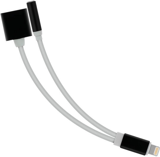 Adaptor audio & Încărcător Apple Lightning la Jack Lightning 3.5mm-alb
