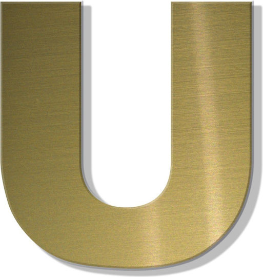 House Letter Sticker "u" 80 X 64 Mm Gold Matte Plastic Darvin