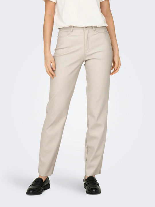 Only Emily Hw Women's Leather Trousers in Regular Fit IBUAR