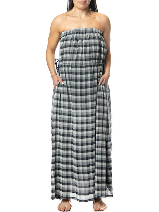 Maxi Damenkleid mit Rüschen Hellblau