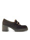 Leder Pumps mit mittelhohem Absatz Braun
