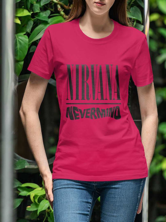 T-shirt Nirvana Φούξια Βαμβακερό