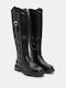 Luigi Synthetic Leather Women's Boots with Zipper Black