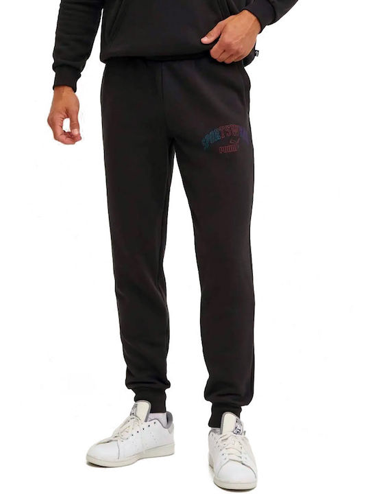 Puma Men's Fleece Sweatpants with Rubber Black