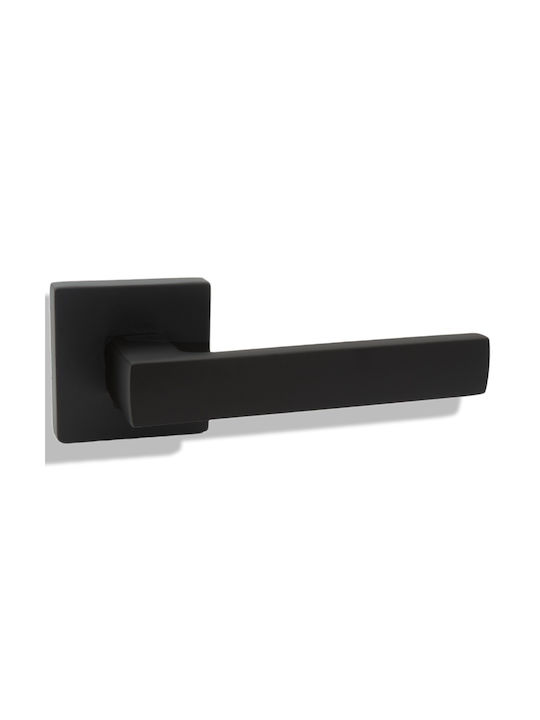 Mâner de ușă din aluminiu negru mat rozetă R12-99 Deco 55x140mm