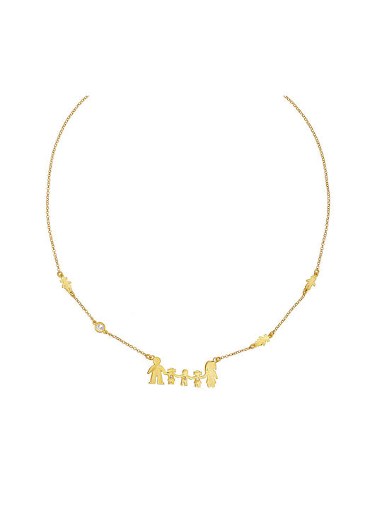 Excite-Fashion Necklace Family from Gold Plated Silver with Zircon