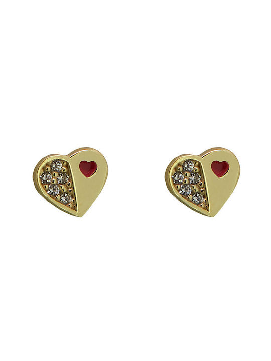 Gold Plated Kids Earrings Studs Hearts made of Silver