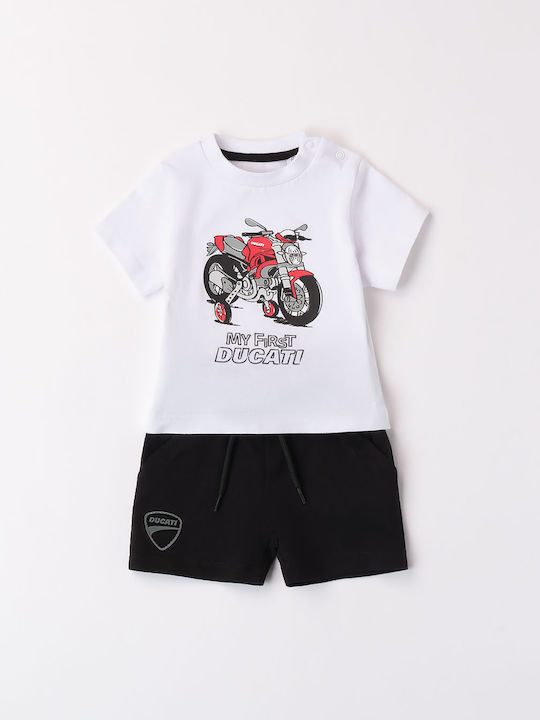 Ducati Kids Set with Shorts Summer 2pcs White, Black